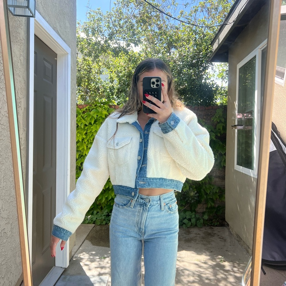 White and Blue Denim Jacket